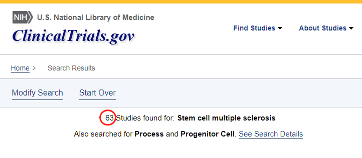 clinicaltrials.gov網站上注冊的有關干細胞治療年齡相關性黃斑變性的臨床研究項目有63項。