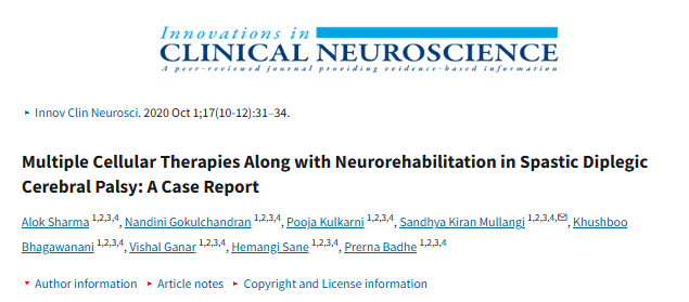 痙攣性雙癱腦癱的多種細胞療法及神經康復治療:病例報告 痙攣性雙癱腦癱的多種細胞療法及神經康復治療:病例報告