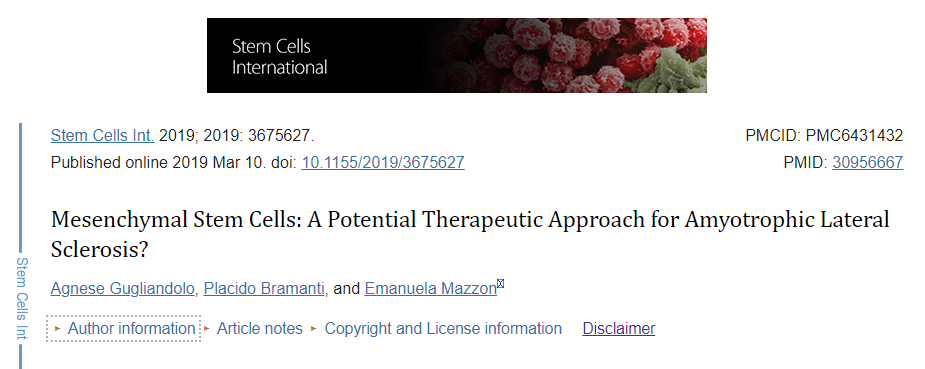間充質干細胞：是否能夠成為治療漸凍癥的潛在方法？