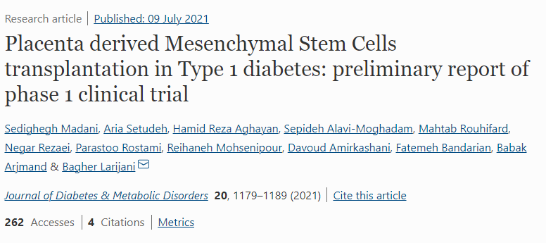 胎盤間充質干細胞移植治療1型糖尿?。?期臨床試驗初步報告
