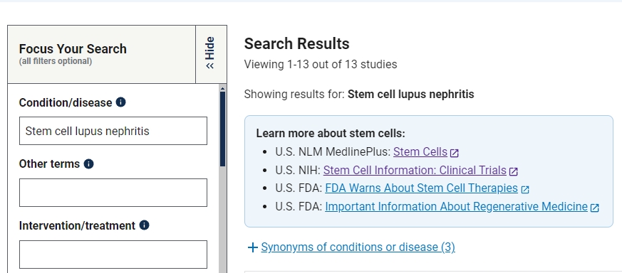 干細(xì)胞治療的狼瘡性腎炎的臨床研究項(xiàng)目13項(xiàng) 干細(xì)胞治療的狼瘡性腎炎的臨床研究項(xiàng)目13項(xiàng)