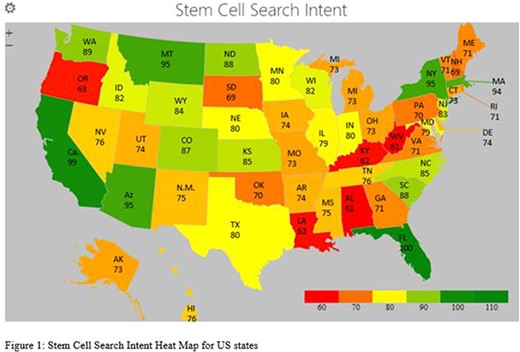 得出的數據隨后被應用到全國熱圖中，以確定哪些州最感興趣