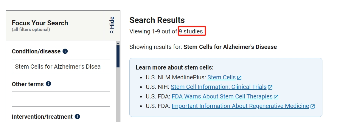 關干細胞治療老年癡呆的臨床研究項目有9項。其中已完成的有0項。