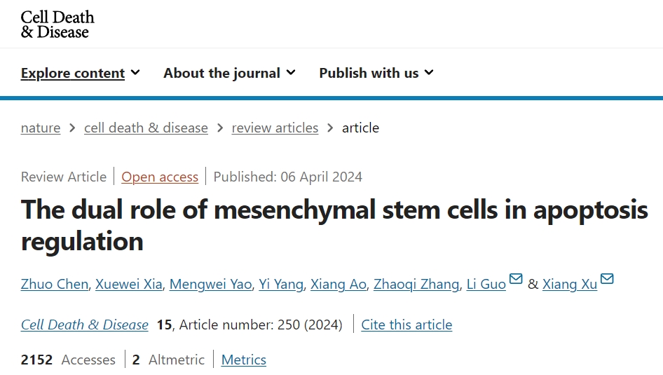 間充質干細胞治療疾病的新見解:雙重作用調控凋亡細胞 間充質干細胞治療疾病的新見解:雙重作用調控凋亡細胞