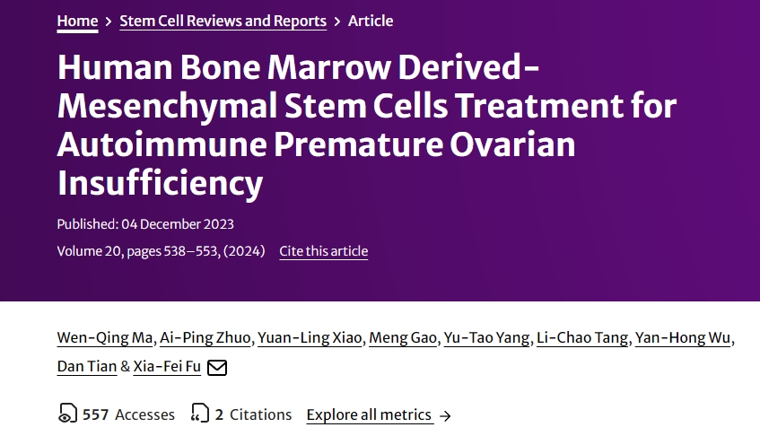 人類骨髓間充質干細胞治療自身免疫性卵巢功能不全