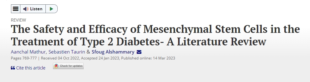 間充質干細胞治療2型糖尿病的安全性和有效性 - 文獻綜述