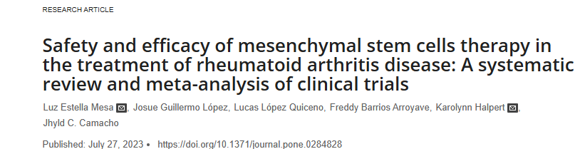 《間充質(zhì)干細(xì)胞治療類風(fēng)濕關(guān)節(jié)炎疾病的安全性和有效性：臨床試驗(yàn)的系統(tǒng)評(píng)價(jià)和薈萃分析》