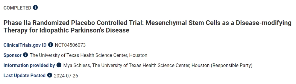 間充質干細胞作為帕金森病的疾病改良療法