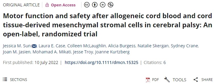 間充質(zhì)干細(xì)胞治療腦癱后的運(yùn)動功能和安全性:一項開放標(biāo)簽、隨機(jī)試驗 間充質(zhì)干細(xì)胞治療腦癱后的運(yùn)動功能和安全性:一項開放標(biāo)簽、隨機(jī)試驗