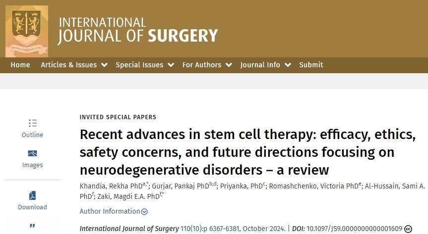 干細胞療法的最新進展：以神經(jīng)退行性疾病為重點的療效、倫理、安全問題和未來方向-綜述