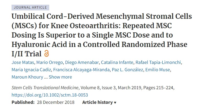 臍帶來源的間充質基質細胞 (MSC) 治療膝關節骨關節炎