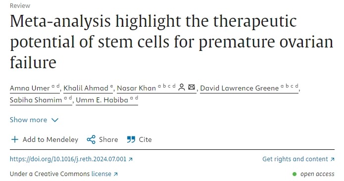 薈萃分析強調了干細胞治療卵巢早衰的潛力 薈萃分析強調了干細胞治療卵巢早衰的潛力
