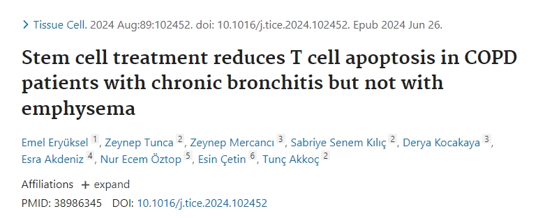 干細(xì)胞治療可減少患有慢性支氣管炎但無(wú)肺氣腫的COPD患者的T細(xì)胞凋亡 干細(xì)胞治療可減少患有慢性支氣管炎但無(wú)肺氣腫的COPD患者的T細(xì)胞凋亡