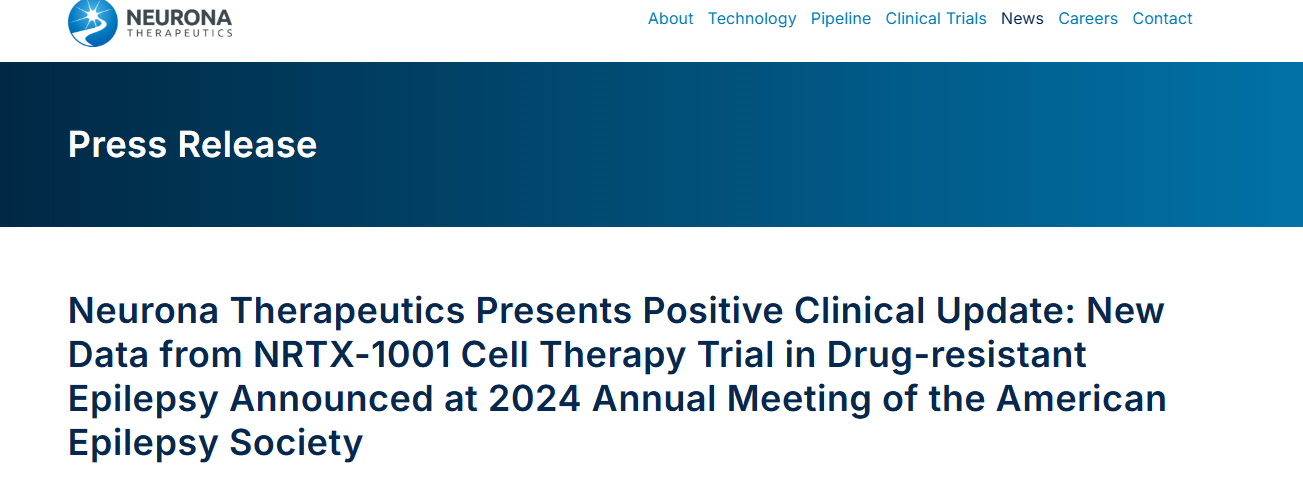 舊金山Neurona Therapeutics正在進行的多中心、開放標簽1/2 期臨床試驗中第一組(低劑量)和第二組(高劑量)的陽性臨床數據來自NRTX-1001。 舊金山Neurona Therapeutics正在進行的多中心、開放標簽1/2 期臨床試驗中第一組(低劑量)和第二組(高劑量)的陽性臨床數據來自NRTX-1001。