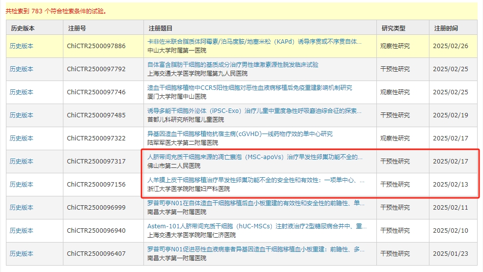 好消息!國內兩家知名三甲醫院開展干細胞治療早發卵巢功能不全的臨床研究,招募志愿者 好消息!國內兩家知名三甲醫院開展干細胞治療早發卵巢功能不全的臨床研究,招募志愿者