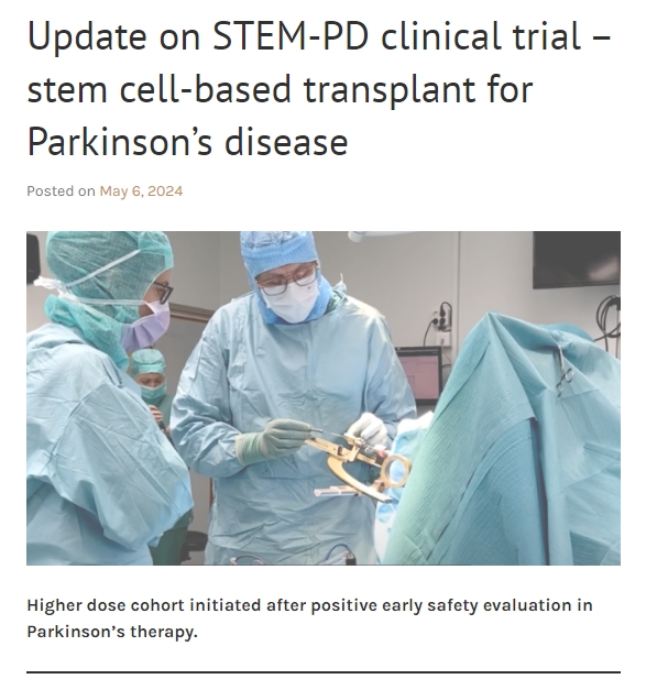 STEM-PD臨床試驗的最新進展——基于干細胞的移植治療帕金森病