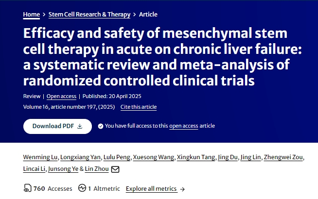 間充質干細胞治療急性加慢性肝衰竭的療效和安全性：隨機對照臨床試驗的系統評價和薈萃分析