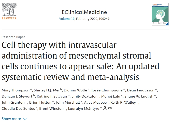 間充質基質細胞血管內給藥的細胞療法仍然被認為是安全的:最新的系統評價和薈萃分析 間充質基質細胞血管內給藥的細胞療法仍然被認為是安全的:最新的系統評價和薈萃分析