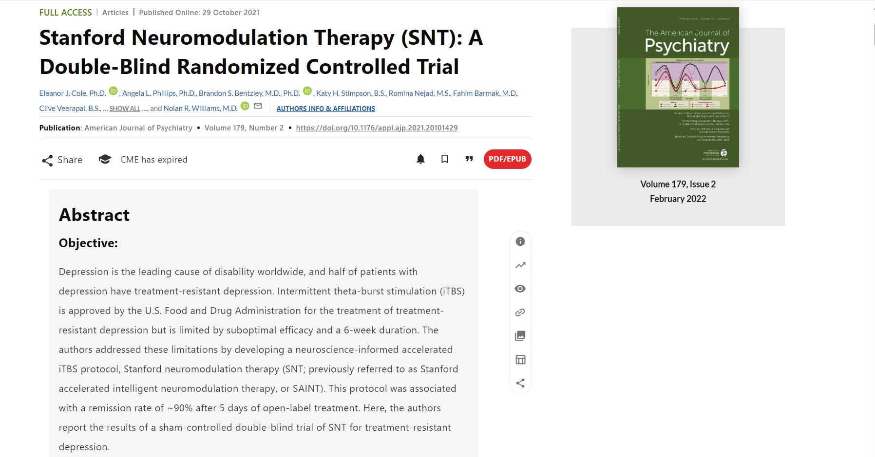 斯坦福神經調節療法 (SNT):一項雙盲隨機對照試驗 斯坦福神經調節療法 (SNT):一項雙盲隨機對照試驗