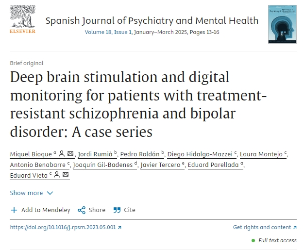 深部腦刺激和數字監測對難治性精神分裂癥和雙相情感障礙患者的治療:病例系列 深部腦刺激和數字監測對難治性精神分裂癥和雙相情感障礙患者的治療:病例系列