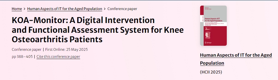 KOA-Monitor:膝關節骨性關節炎患者的數字化干預和功能評估系統 KOA-Monitor:膝關節骨性關節炎患者的數字化干預和功能評估系統