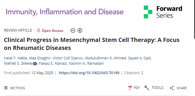 間充質干細胞治療的臨床進展：以風濕病為重點