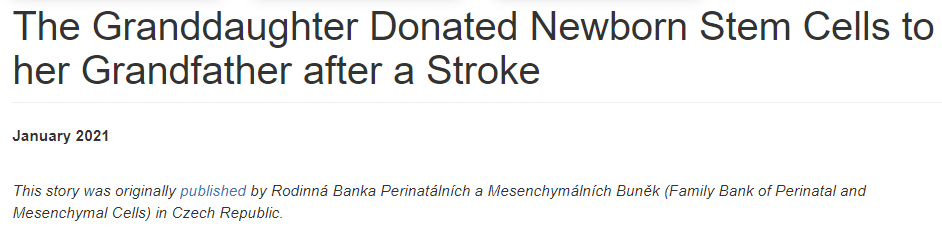 中風(fēng)后，孫女向祖父捐贈(zèng)了新生兒干細(xì)胞