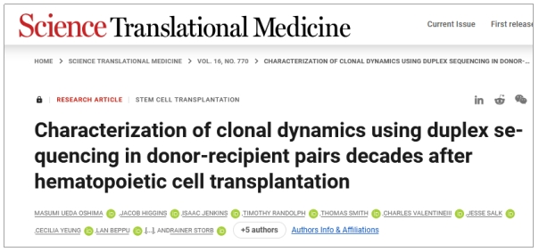 使用雙重測(cè)序在造血干細(xì)胞移植后幾十年對(duì)供體-受體配對(duì)的克隆動(dòng)態(tài)進(jìn)行表征