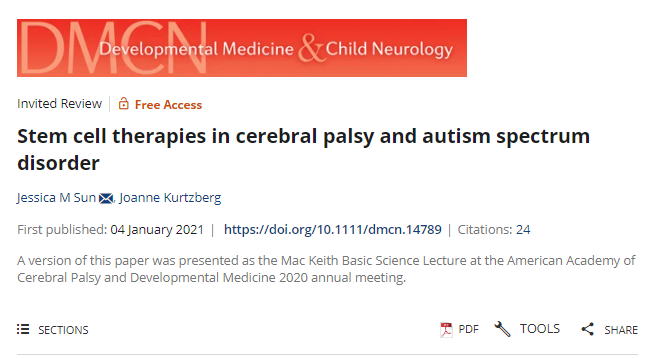 干細胞療法在腦癱和自閉癥譜系障礙中的應用 干細胞療法在腦癱和自閉癥譜系障礙中的應用