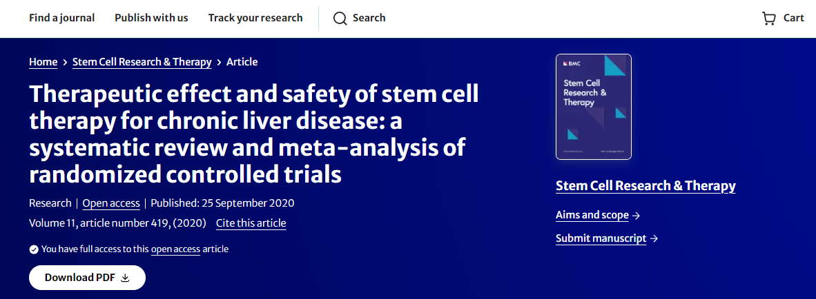 干細胞療法治療慢性肝病的療效和安全性：隨機對照試驗的系統(tǒng)評價和薈萃分析