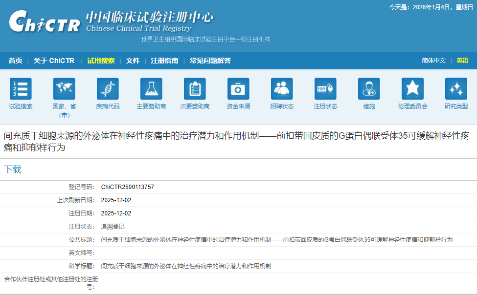 間充質干細胞來源的外泌體在神經性疼痛中的治療潛力和作用機制——前扣帶回皮質的G蛋白偶聯受體35可緩解神經性疼痛和抑郁樣行為 間充質干細胞來源的外泌體在神經性疼痛中的治療潛力和作用機制——前扣帶回皮質的G蛋白偶聯受體35可緩解神經性疼痛和抑郁樣行為