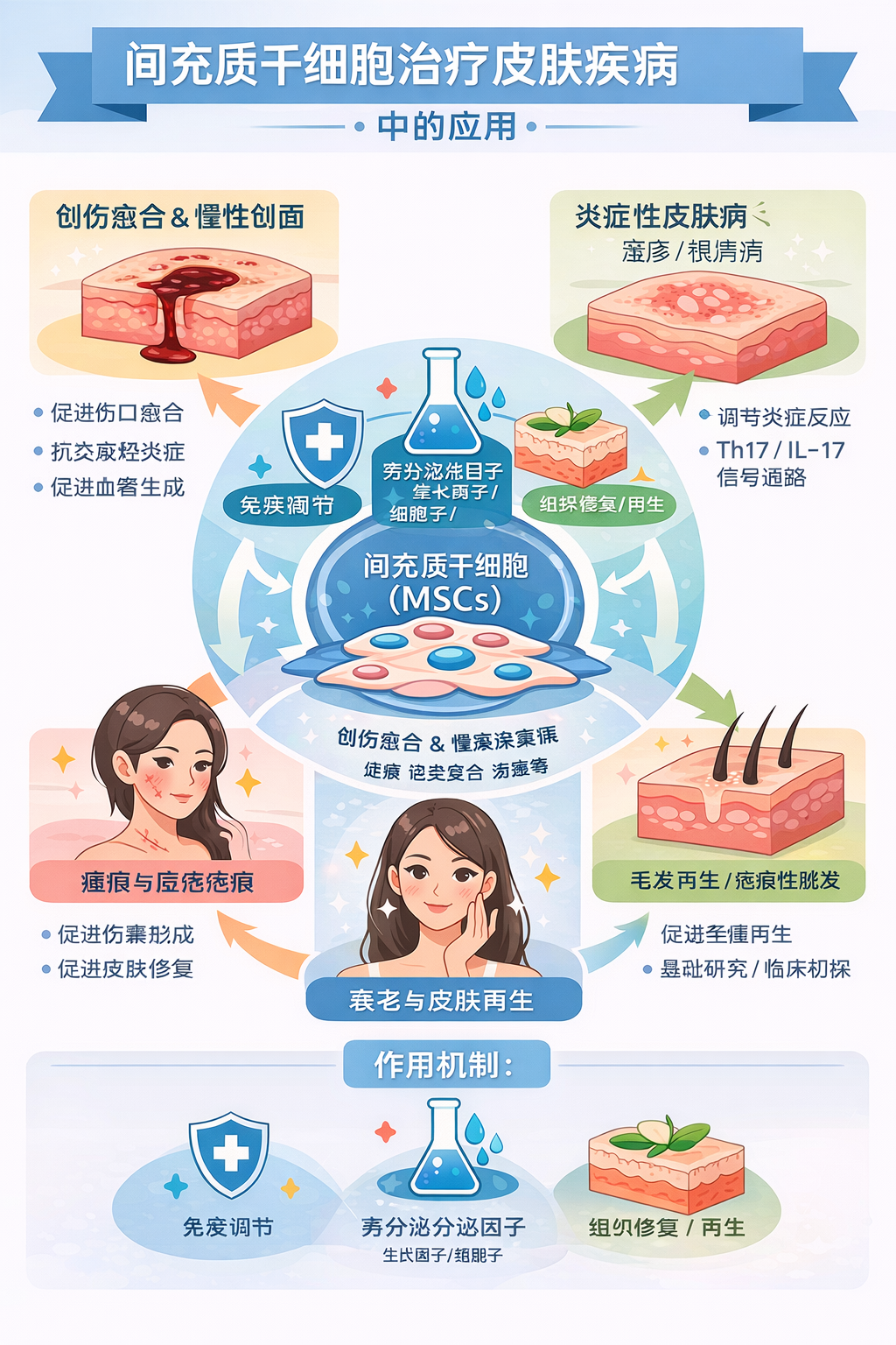 間充質(zhì)干細胞治療5大種類皮膚病中的應用:從作用機制到臨床研究進展 間充質(zhì)干細胞治療5大種類皮膚病中的應用:從作用機制到臨床研究進展