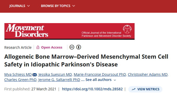 異體骨髓間充質干細胞治療特發(fā)性帕金森病的安全性 異體骨髓間充質干細胞治療特發(fā)性帕金森病的安全性