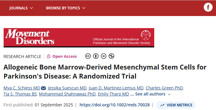 異體骨髓間充質干細胞治療帕金森病:一項隨機試驗 異體骨髓間充質干細胞治療帕金森病:一項隨機試驗