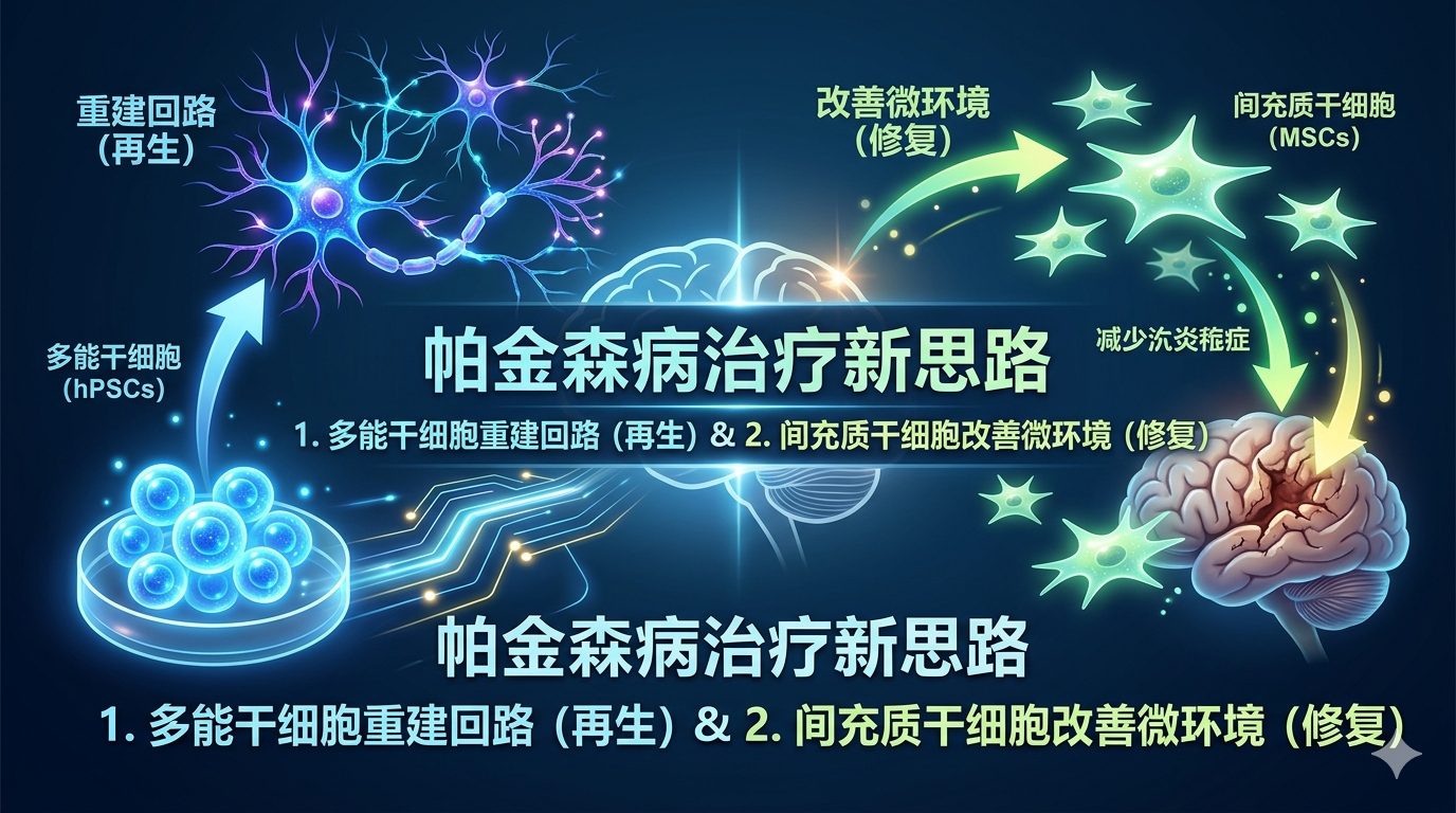 帕金森病治療新思路：利用多能干細胞重建回路（再生），借力間充質干細胞改善微環境（修復）